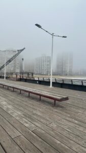 Vista da praia de Viña del Mar em um dia nublado, um dos passeios gratuitos no Chile mais procurados por brasileiros.