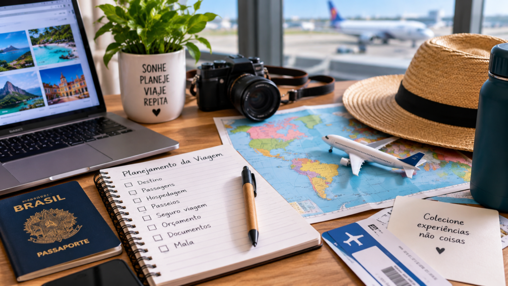 Como planejar uma viagem do zero com planejamento de destino, passagens, hospedagem e orçamento