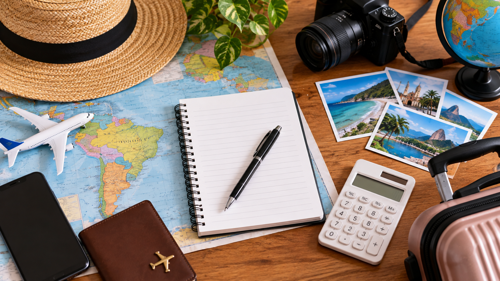Como planejar uma viagem do zero com mapa, mala, passagem e planejamento de orçamento