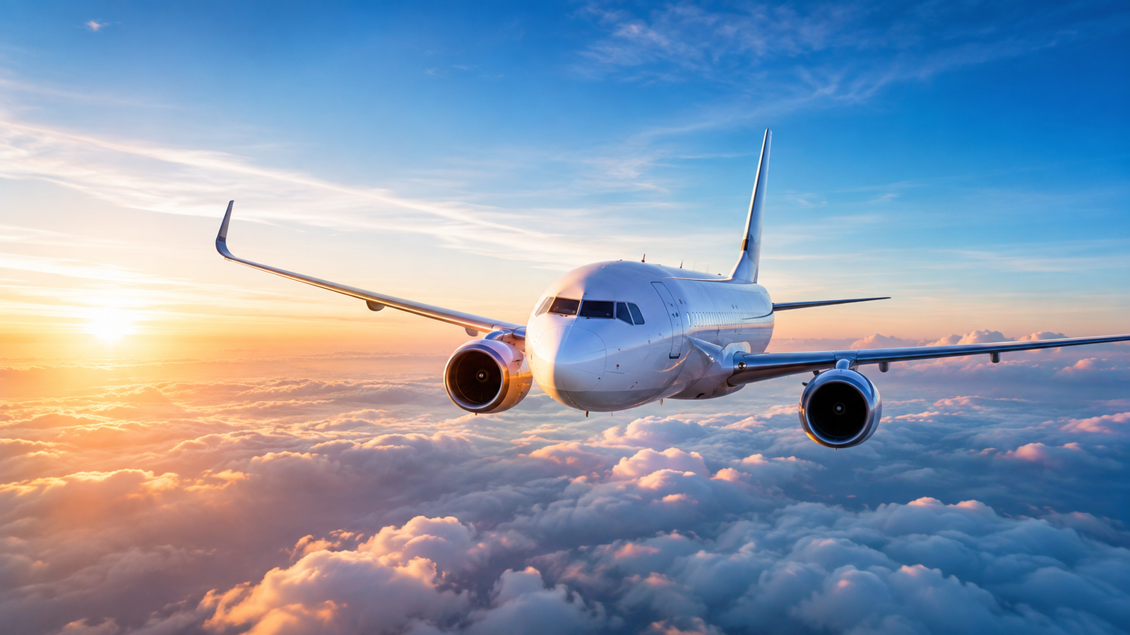 Avião em voo para ilustrar voo low cost e passagens aéreas econômicas