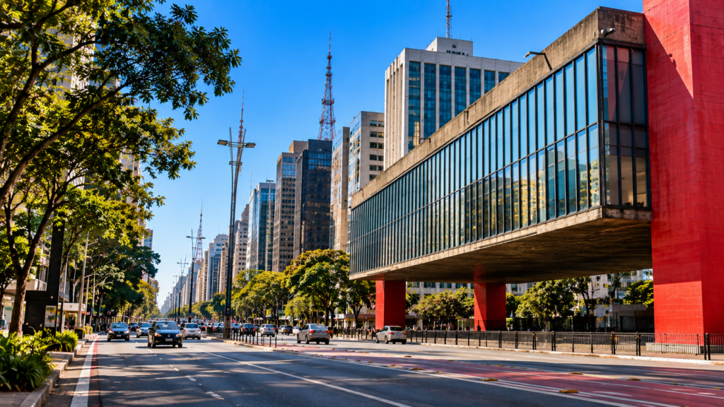 Avenida Paulista com MASP e prédios em São Paulo