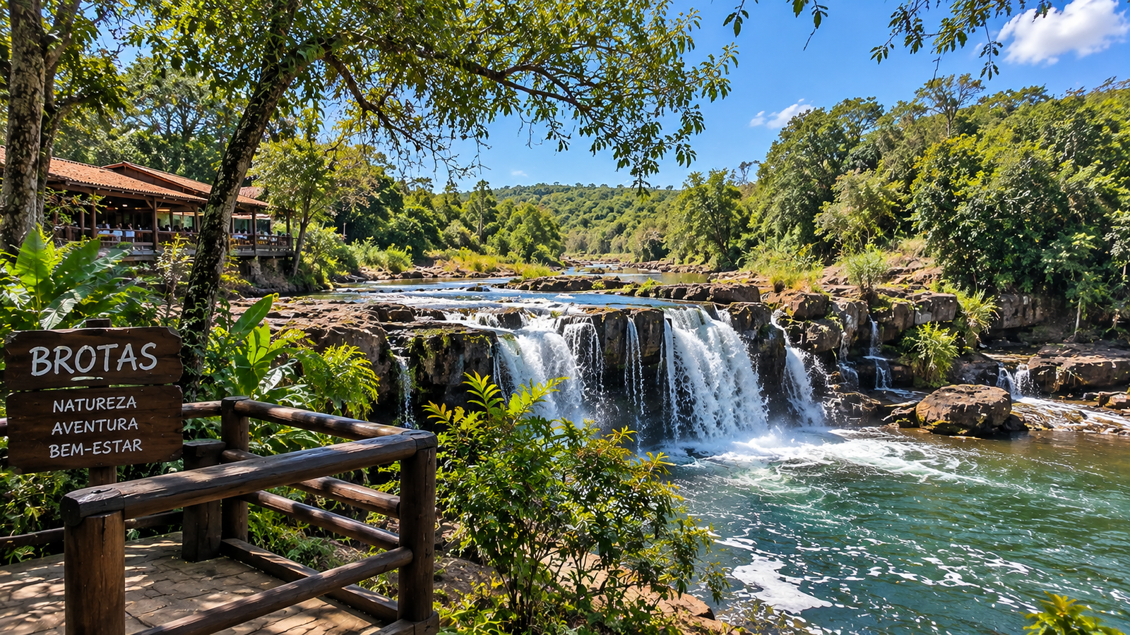 Brotas com crianças em paisagem com cachoeira e natureza em São Paulo