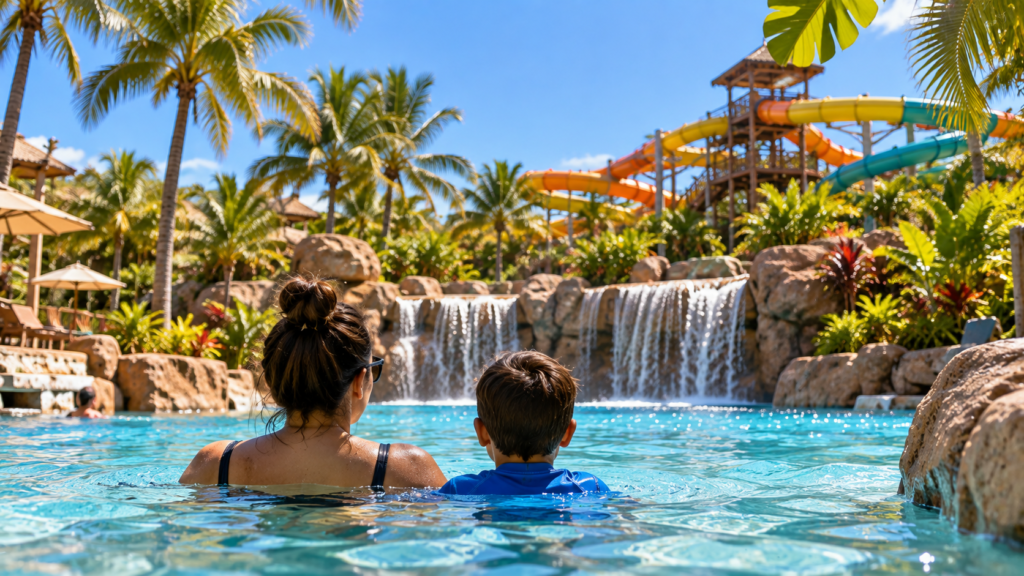 Quanto custa viajar para Olímpia em 2026 em parque aquático com família na piscina