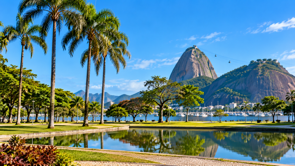 Aterro do Flamengo com vista para o Pão de Açúcar no Rio de Janeiro